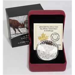2014 SILVER $20 WHITE TAILED DEER COIN