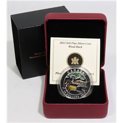 2013 SILVER $10 WOOD DUCK RCM COIN