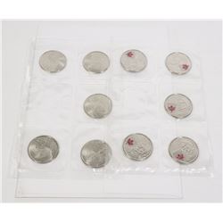 WAR OF 1812 X10 PACK 25 CENTS COIN SET
