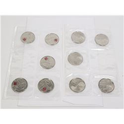 WAR OF 1812 X10 PACK 25 CENTS COIN SET