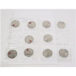 WAR OF 1812 X10 PACK 25 CENTS COIN SET