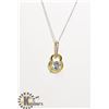 Image 2 : #120-BLUE TOPAZ & CZ NECKLACE & PENDANT