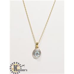 #117-BLUE TOPAZ & CZ NECKLACE & PENDANT