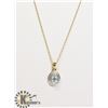 Image 2 : #117-BLUE TOPAZ & CZ NECKLACE & PENDANT