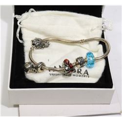 AS NEW AUTHENTIC PANDORA BRACELET W/ 4 CHARMS
