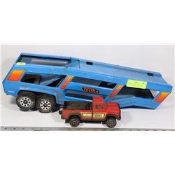 VINTAGE TONKA CAR HAULER TRAILER WITH A TONKA TRUCK