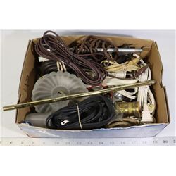 ESTATE BOX OF ASSORTED LAMP REPAIR SUPPLIES