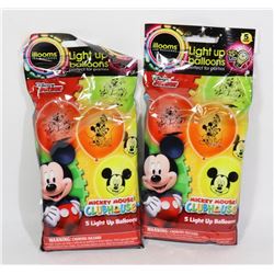 TWO 5 PACKS OF LED LIGHT UP MICKEY MOUSE BALLOONS