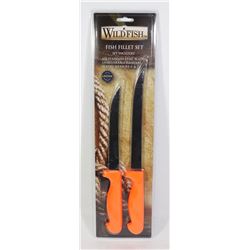 NEW WILDFISH 2PC STAINLESS STEEL FILLET KNIFE SET