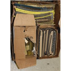 BOX FULL OF NAILS, SCREWS AND STAPLES