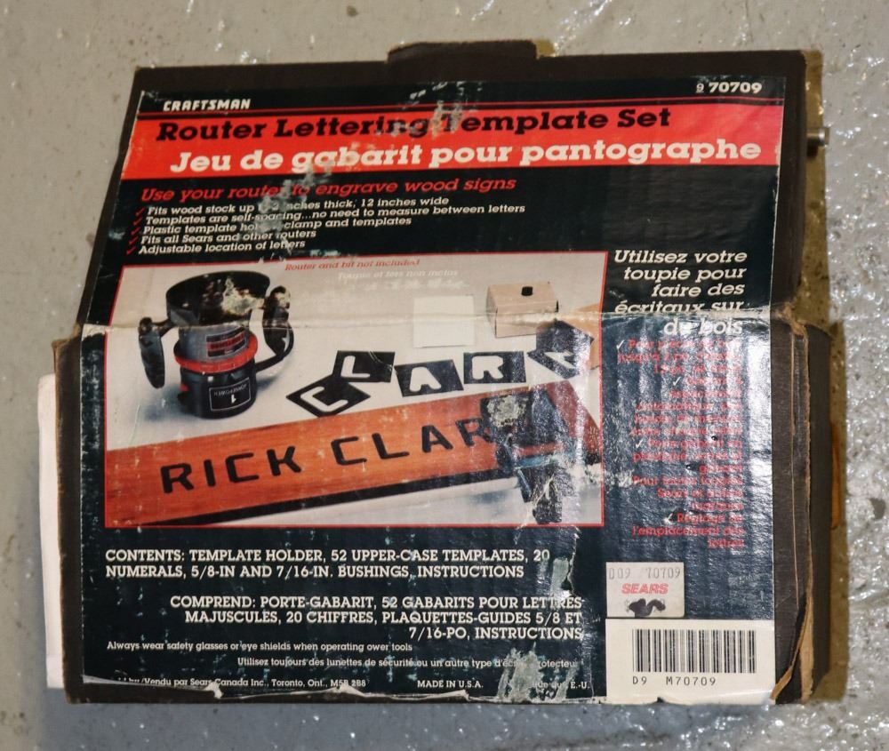 CRAFTSMAN ROUTER LETTERING TEMPLATE SET