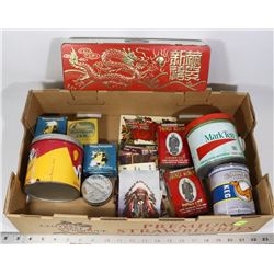 ESTATE FLAT OF COLLECTIBLE TINS AND MORE