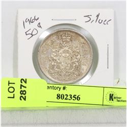 1966 CANADA SILVER S0 CENT PIECE
