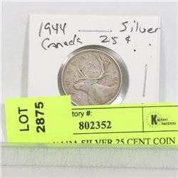 1944 CANADA SILVER 25 CENT COIN