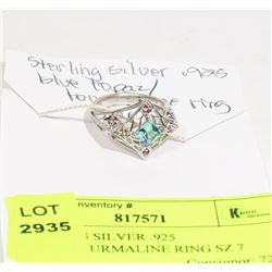 STERLING SILVER .925 TOPAZ/TOURMALINE RING SZ 7