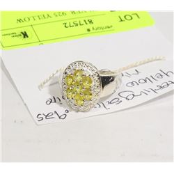 STERLING SILVER .925 YELLOW SAPPHIRE RING SIZE 7