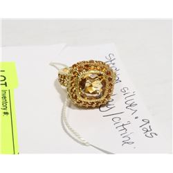 STERLING SILVER .925/GOLD OVERLAY CITRINE RING SZ 7