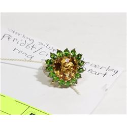 STERLING SILVER .925 GOLD OVERLAY GEM RING SIZE 6