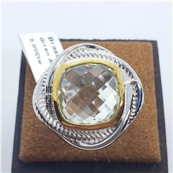 BRASS GREEN AMETHYST(5.8CT)  RING (~SIZE 7.75)