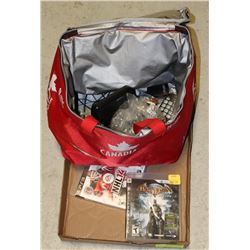 PS3 BATMAN ,NHL GAMES,MOLSON CANADIAN BEER BAG