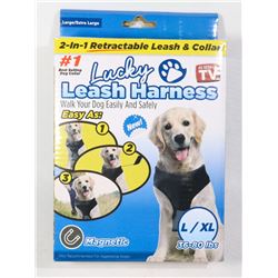 NEW LUCKY LEASH 2 IN 1 RETRACTABLE LEASH/ HARNESS
