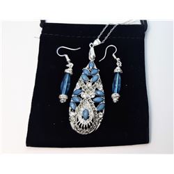 5) SET OF SILVER TONE AND DUSTY BLUE AND