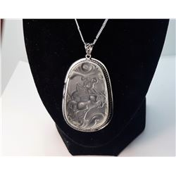 15)  MATTE WHITE TITANIUM CARVED HORSE