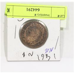 NEW BRUNSWICK PENNY - 1861