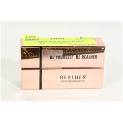 2 NEW REALHER MOISTURIZING LIPSTICKS - DEEP RED &