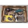Image 1 : FLAT OF TOOLS INCLUDING MAKITA GRINDER, 100' TAPE