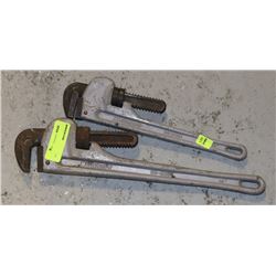 TWO MASTERCRAFT PIPE WRENCHES (14" AND 18")