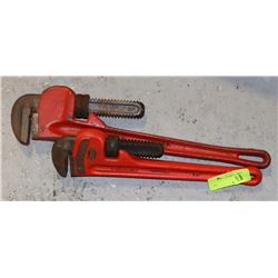 TWO PIPE WRENCHES (14" AND 18")