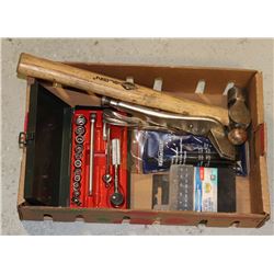 FLAT OF TOOLS INCLUDING DRILL BITS, HAMMERS,