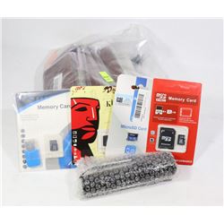 BAG OF PHONE CASES, MICRO SD CARDS, AND MORE