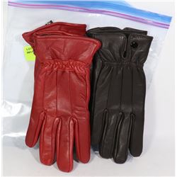 2PK LADIES LEATHER GLOVES MEDIUM