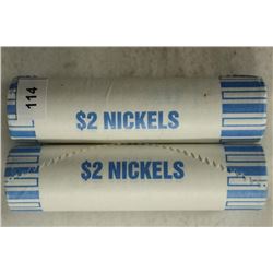 2-$2 ROLLS OF 2010-P JEFFERSON NICKELS BU