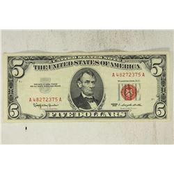 1963 $5 US RED SEAL NOTE