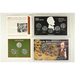 3-US COIN SETS, 1943 WAR TIME STEEL CENTS, 1943