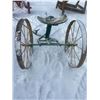 Image 3 : 2 WHEELED CART, 36" WHEELS, TIN SEAT