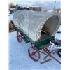 Image 1 : SMALL STEEL WHEEL COVERED WAGON, 8X3', 5 H, C/W POLE & EVENER