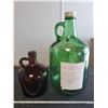 Image 2 : 3L wine jug green glass & brown glass whiskey jug