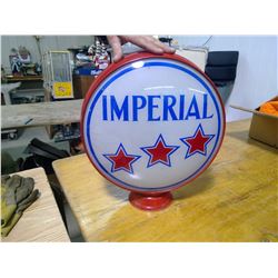 Imperial 3 Star 15" Glass Globe, Steel Ring, Excellent Addition to a Gas Pump Collection