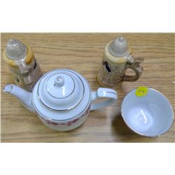 Lot of Glassware - S&P Shakers, Teapot & Cup