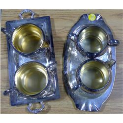 Lot of 2 Sets of Silver Plated Serving Cups & Trays
