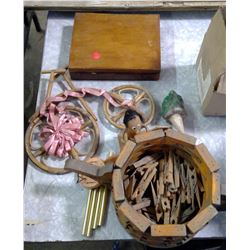 Homemade Game, Wooden Clothespins, Wind Chime, Etc.