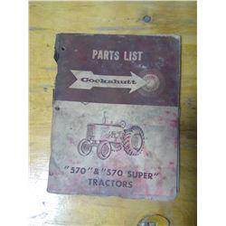 COCKSHUTT Parts List - "570" and "570 SUPER" Tractors