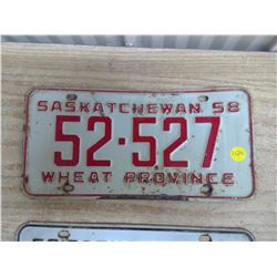 Saskatchewan Licence Plate (1) 58'