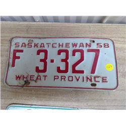 Saskatchewan Licence Plate (1) 58'