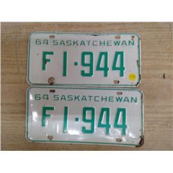 Saskatchewan Licence Plate (2) 64'