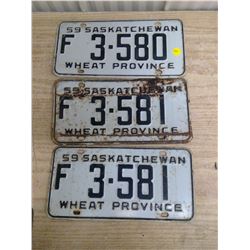 Saskatchewan Licence Plate (3) 59'